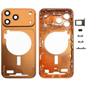iPhone 17 Pro Max Middle Frame Bezel Plate with Camera Lens Cover (Orange)