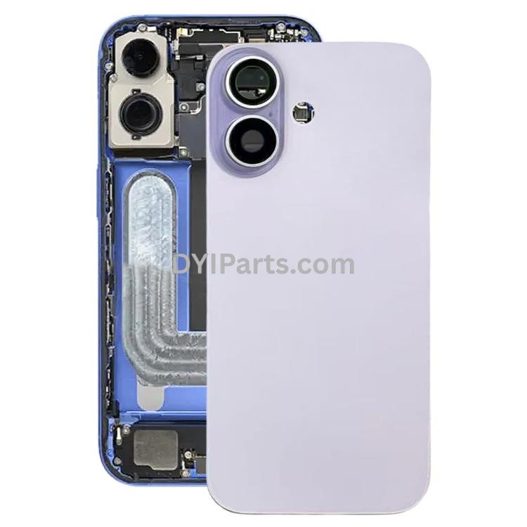 iPhone 17 Glass Battery Back Cover With Camera Lens Frame Purple