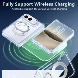 iPhone Duo Rotating Holder Magnetic Transparent Phone Case (White)